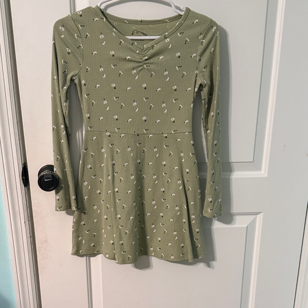 Green Floral Kids Dress